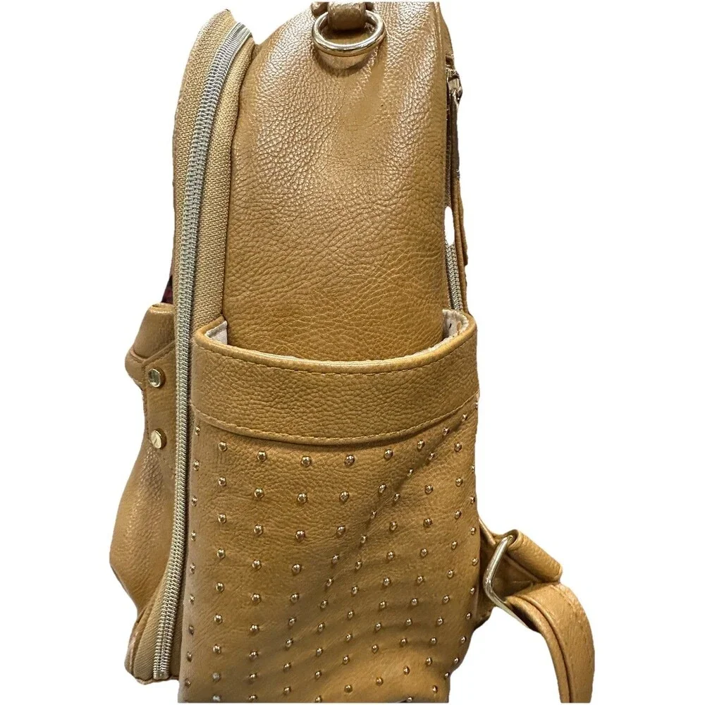 Itzy Ritzy Chelsea+Cole Studded  Mini Diaper Bag Caramel Backpack Tan